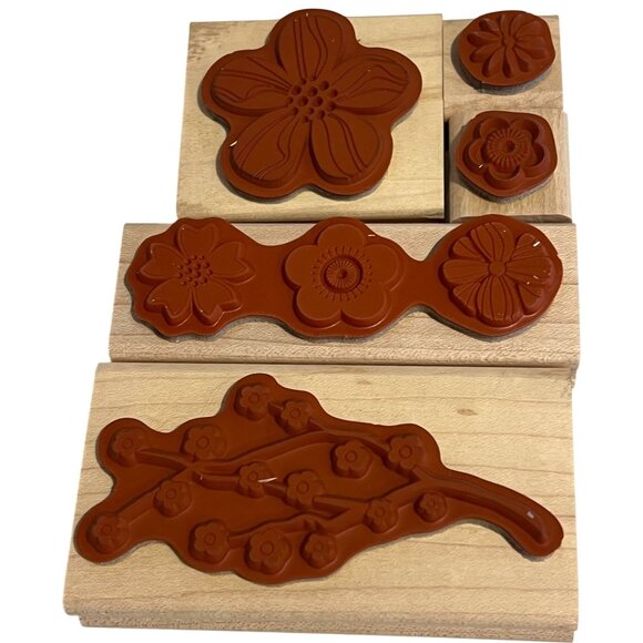 Stampin Up! Eastern Blooms Wood-Mounted Rubber Stamp Set Floral Design Crafting - Picture 2 of 3